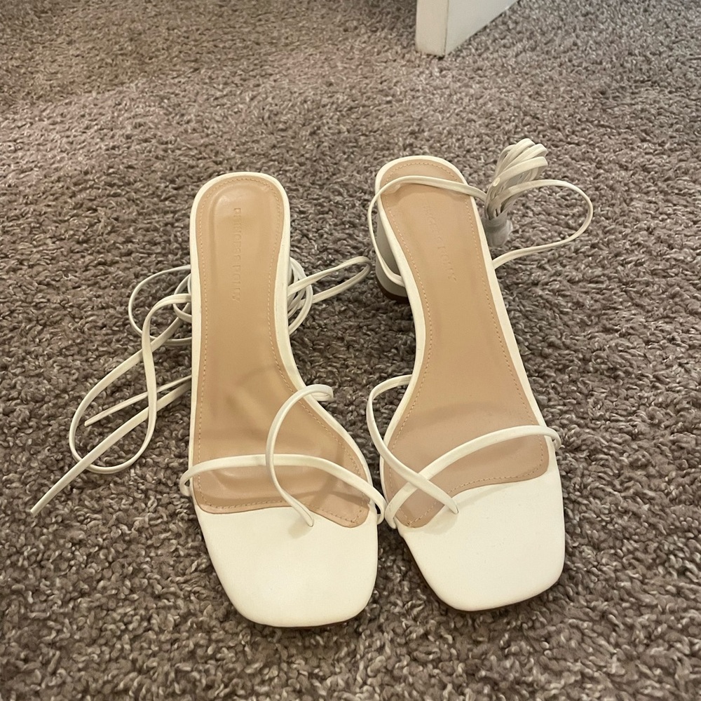 NEVER WORN white tie heels